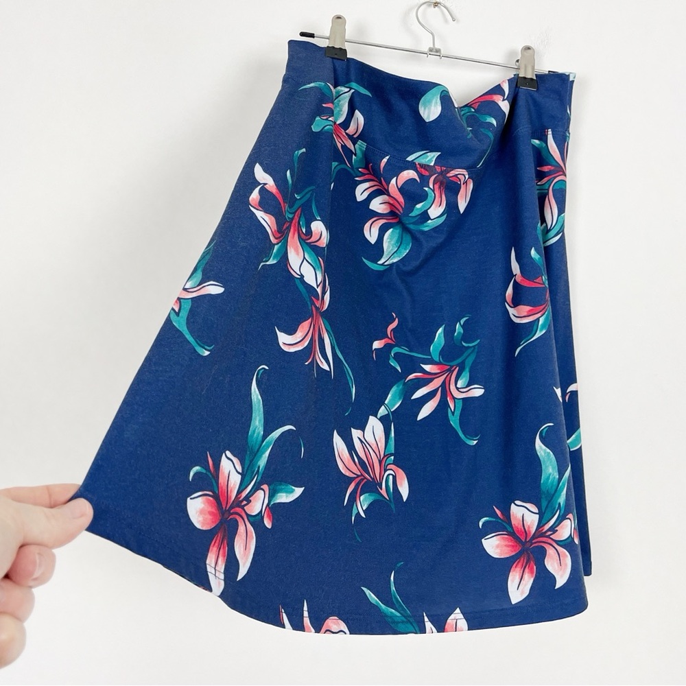 Fig Floral Blue & Pink A-Line Skirt Size‎ Large Made in Canada Cottagecore